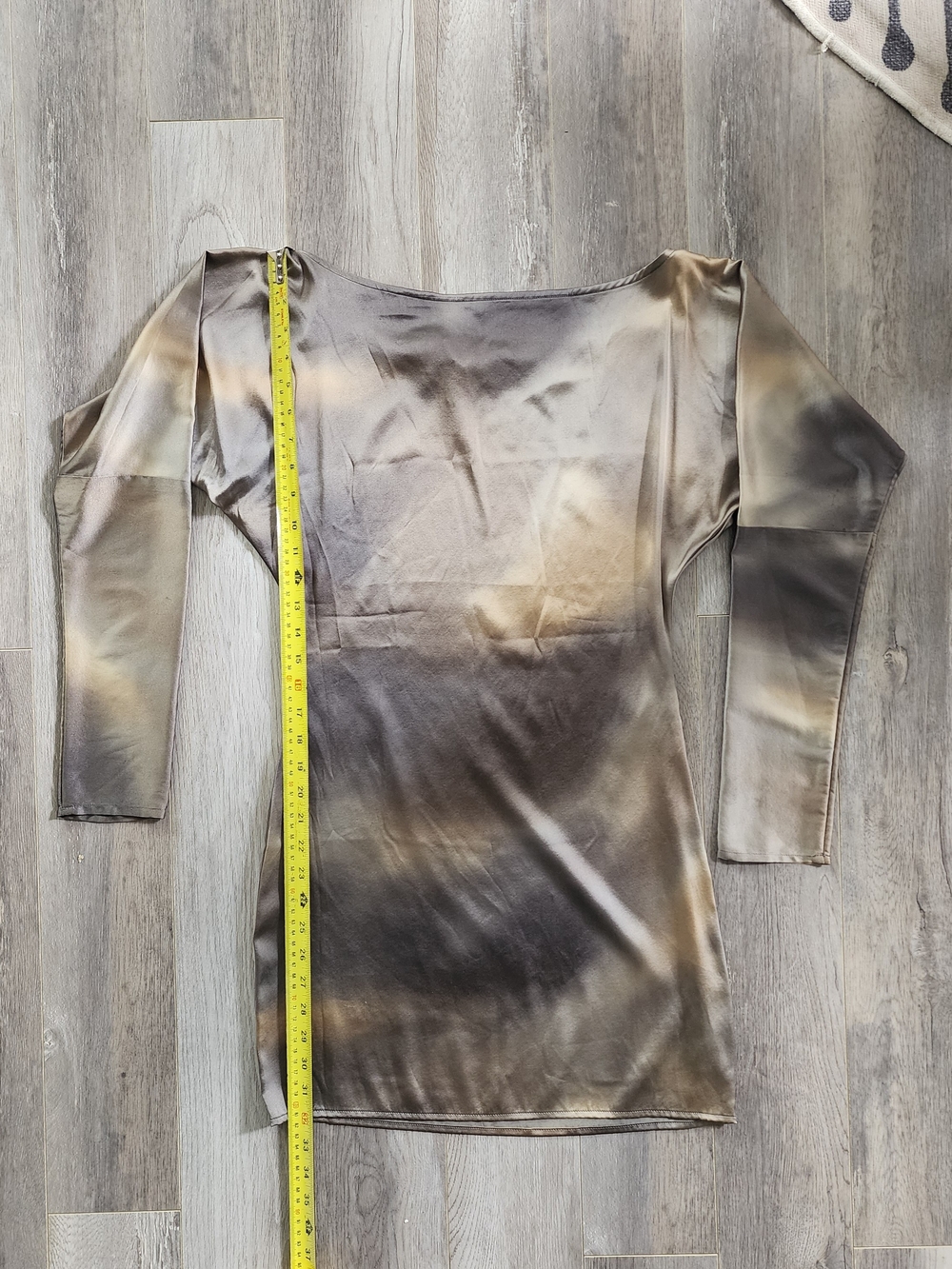 Guess Collection Long Sleeve Wide Neck Stretch Silk Mini Dress Small
